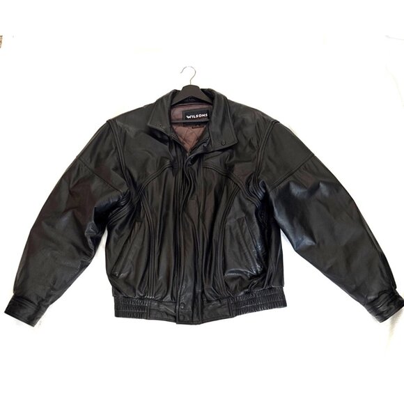 Wilsons Mens XL Black Leather Jacket With Thinsulate Insulation
